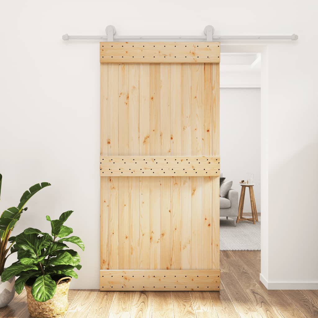 VidaXL Schuifdeur met beslag 100x210 cm massief groenhout