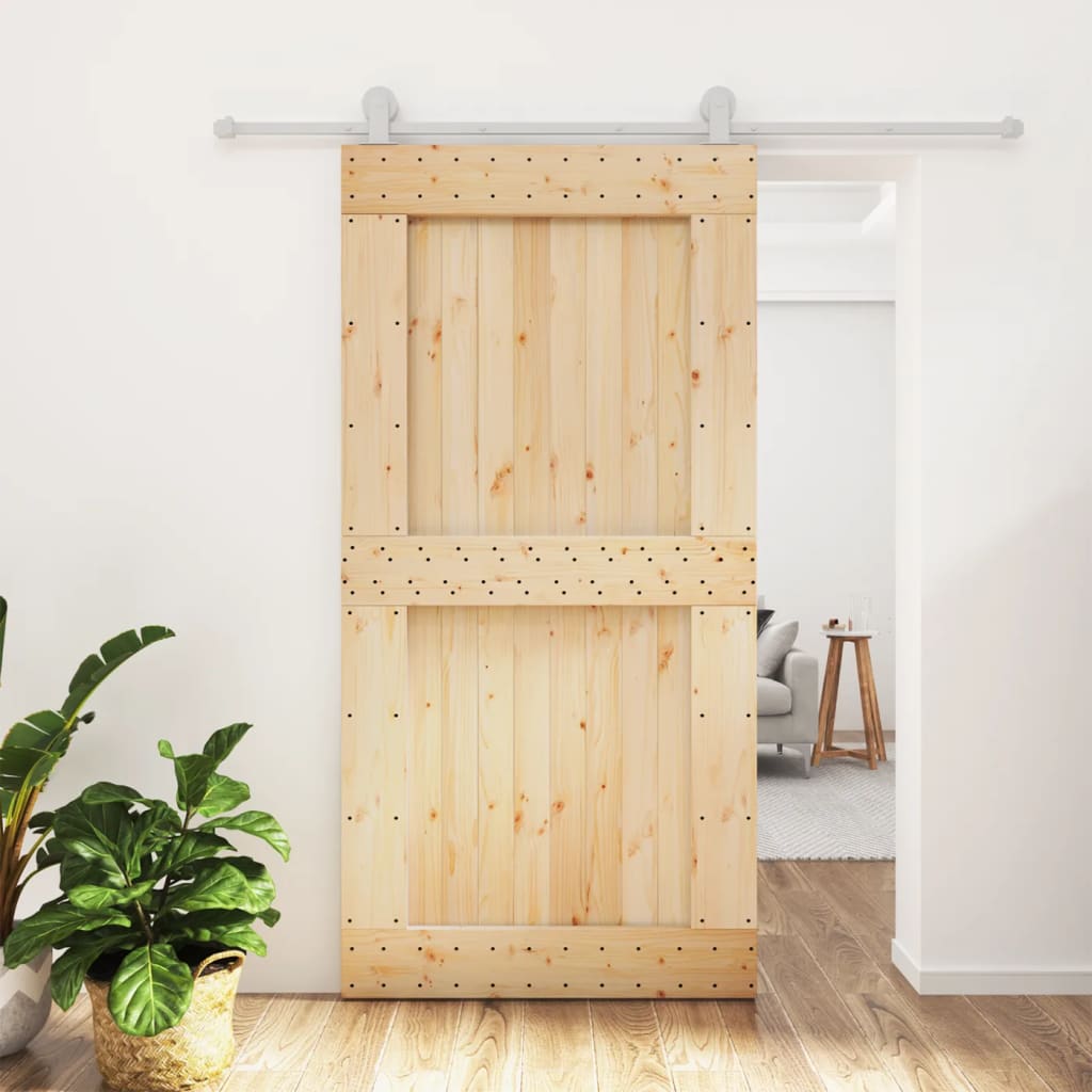 VidaXL Schuifdeur met beslag 100x210 cm massief groenhout