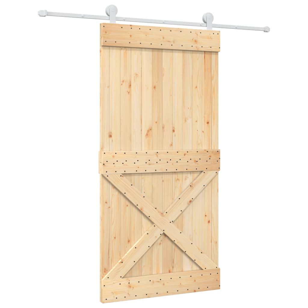 VidaXL Schuifdeur met beslag 100x210 cm massief groenhout
