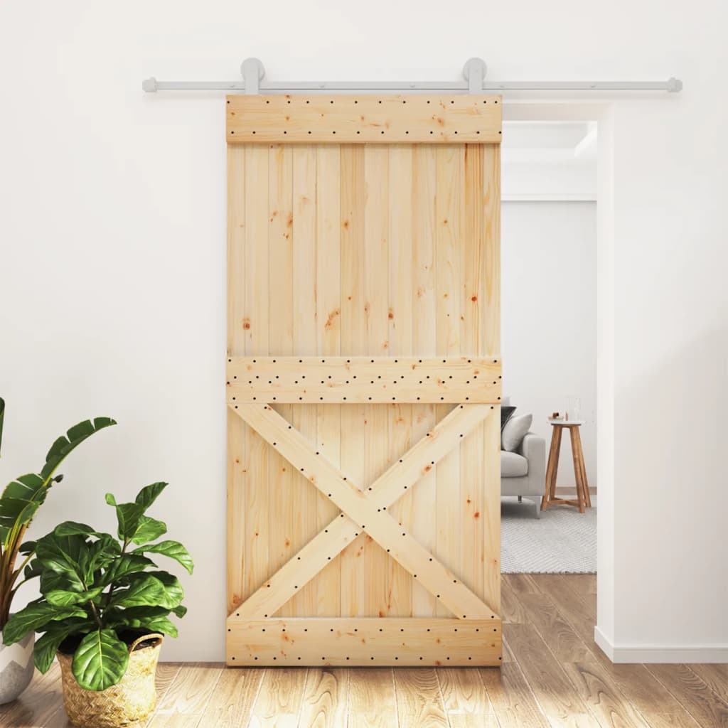 VidaXL Schuifdeur met beslag 100x210 cm massief groenhout