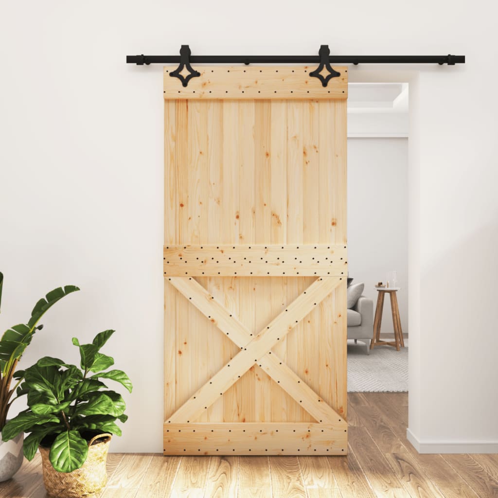 VidaXL Schuifdeur met beslag 100x210 cm massief groenhout