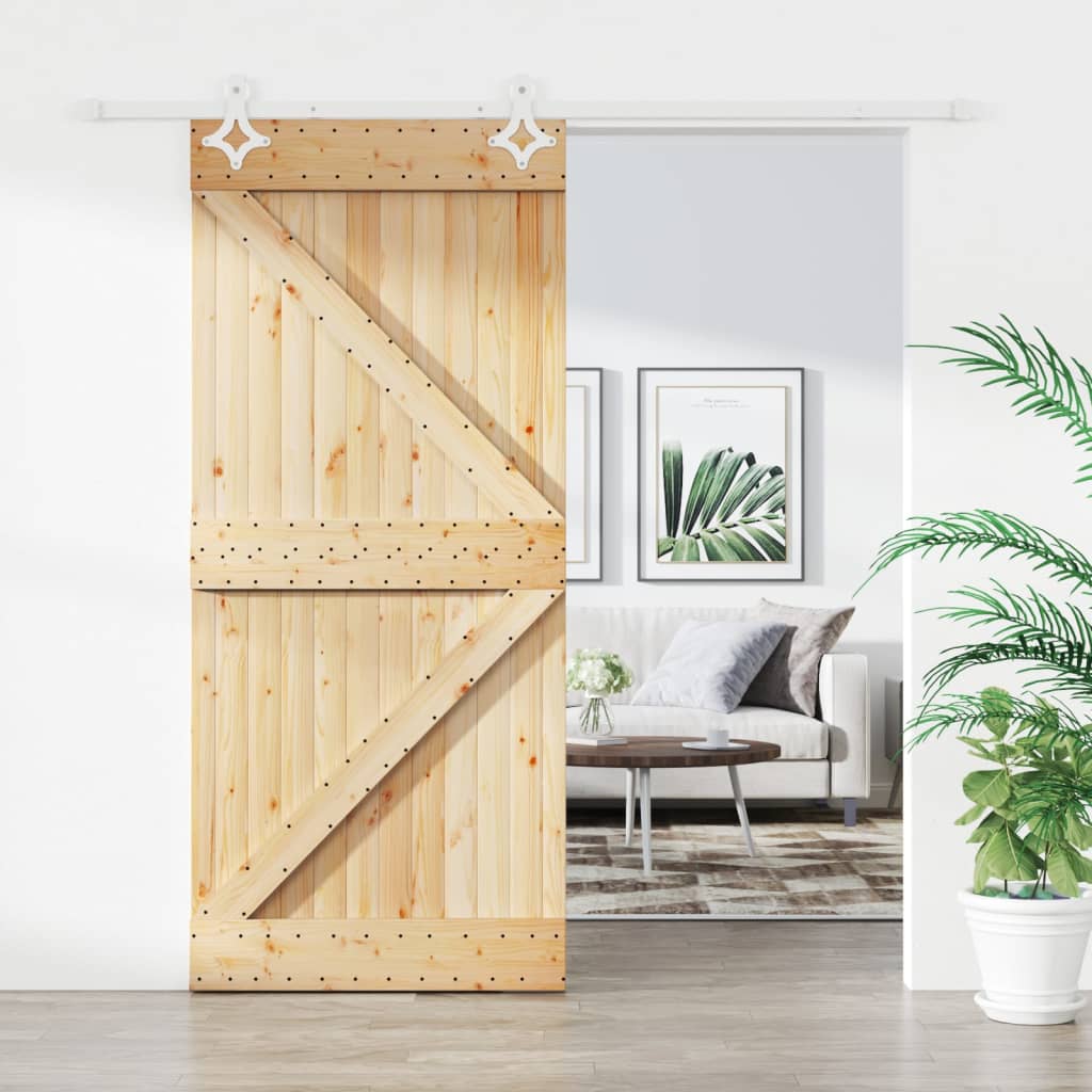 VidaXL Schuifdeur met beslag 100x210 cm massief groenhout