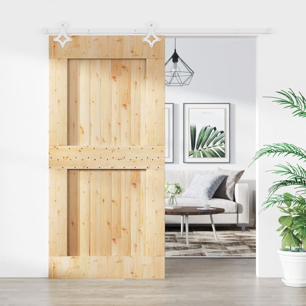 VidaXL Schuifdeur met beslag 100x210 cm massief groenhout