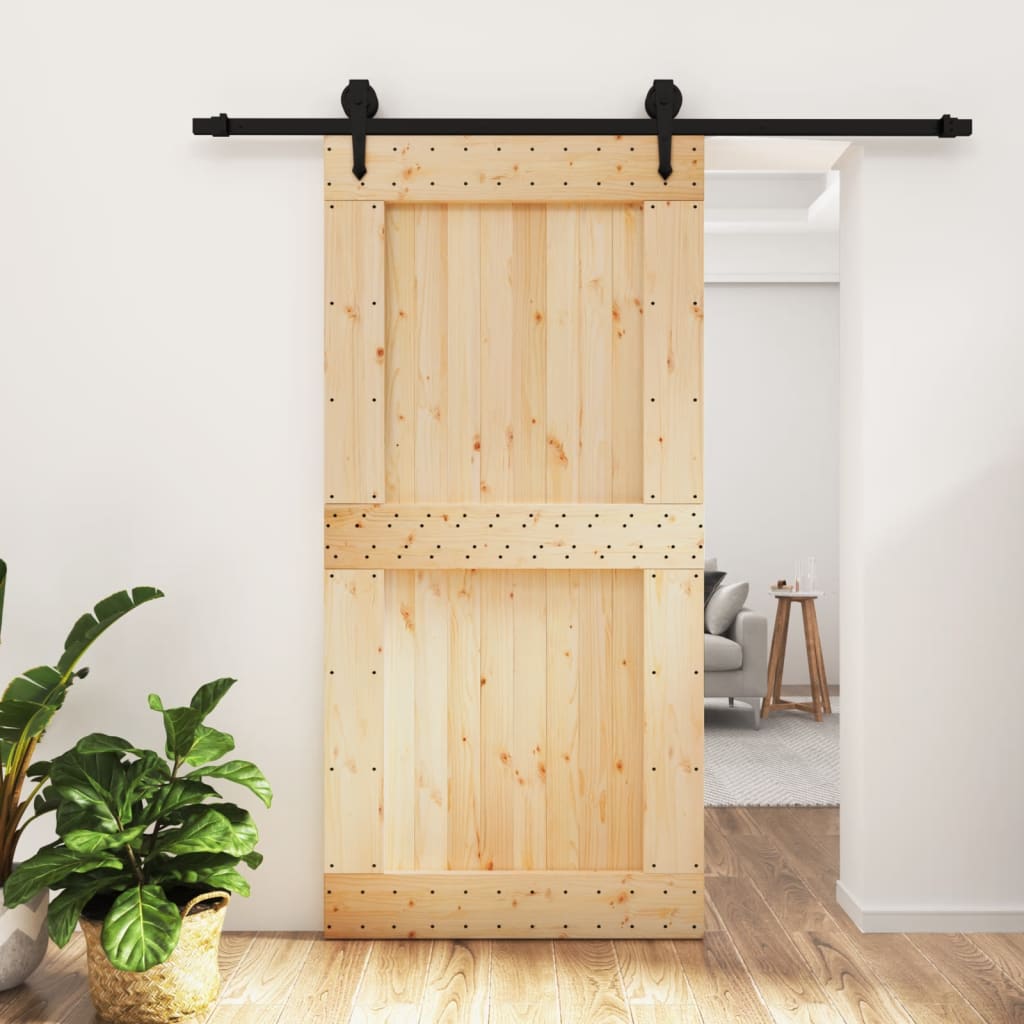 VidaXL Schuifdeur met beslag 100x210 cm massief groenhout