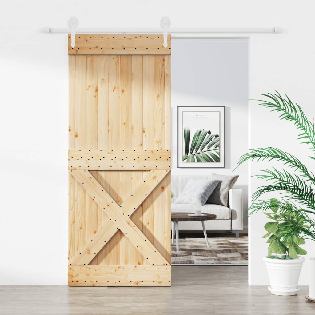 VidaXL Schuifdeur met beslag 100x210 cm massief groenhout