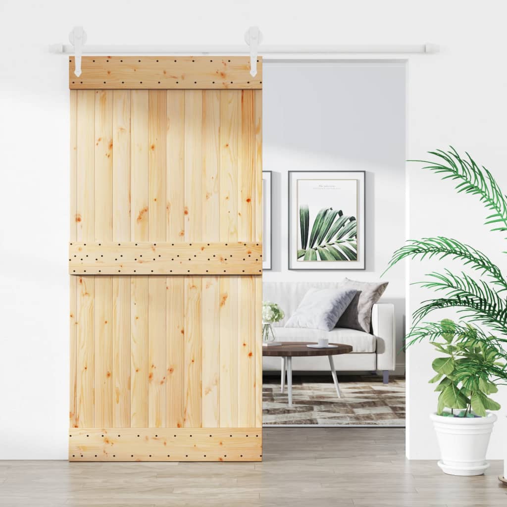 VidaXL Schuifdeur met beslag 100x210 cm massief groenhout