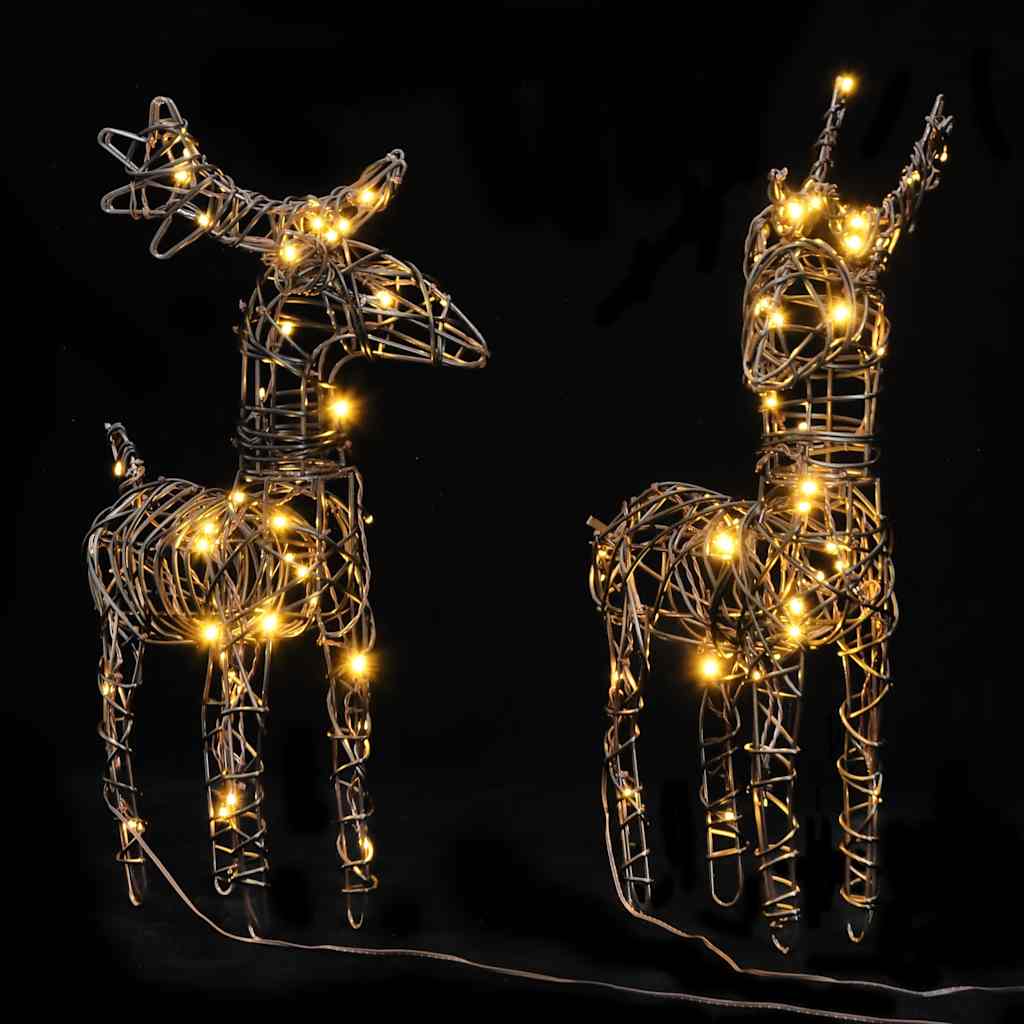 Vidaxl kerstdecoraties rendieren 2 st 80 led's rotan warmwit