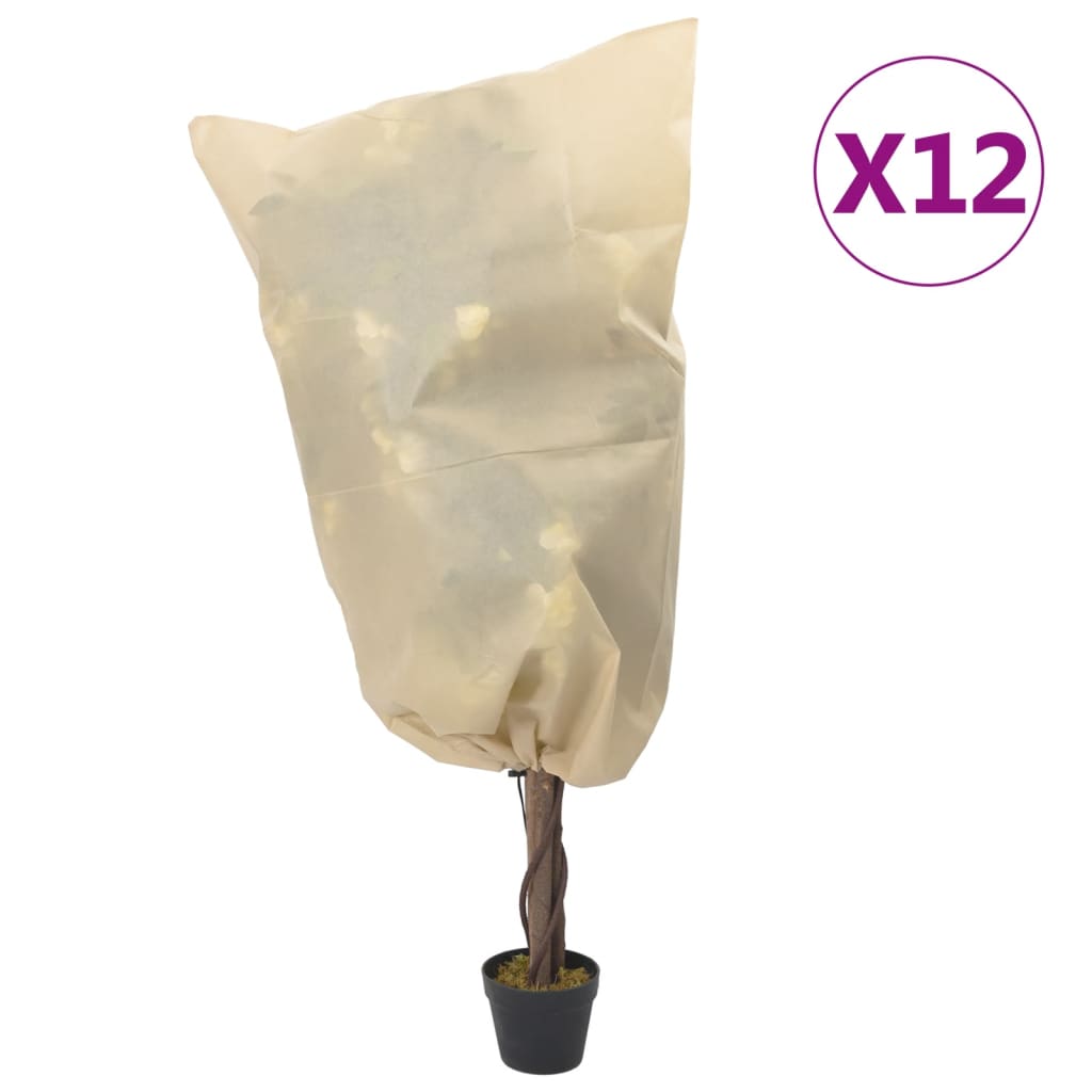 VidaXL Plantenhoezen met trekkoord 12 st 70 g m² 0,8x0,8 m