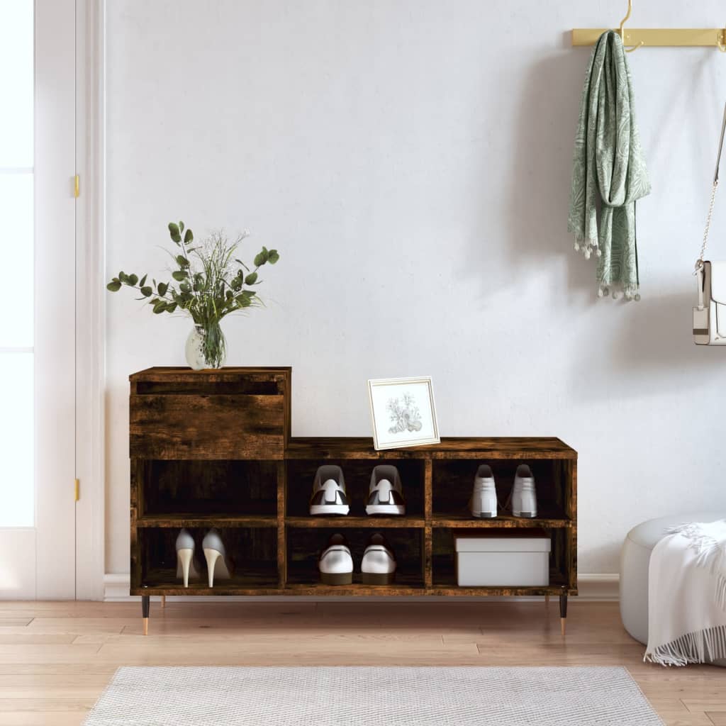 VidaXL Schoenenkast 102x36x60 cm bewerkt hout gerookt eikenkleurig