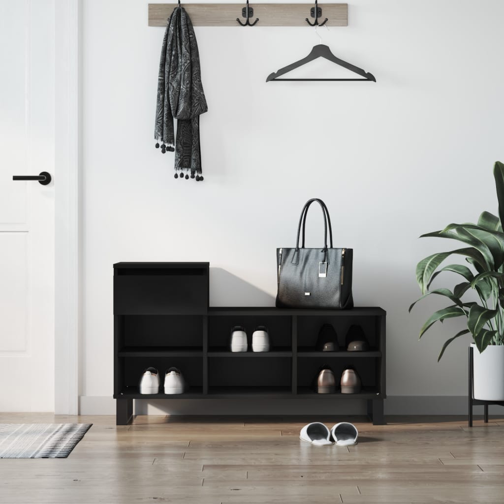 VidaXL Schoenenkast 102x36x60 cm bewerkt hout zwart