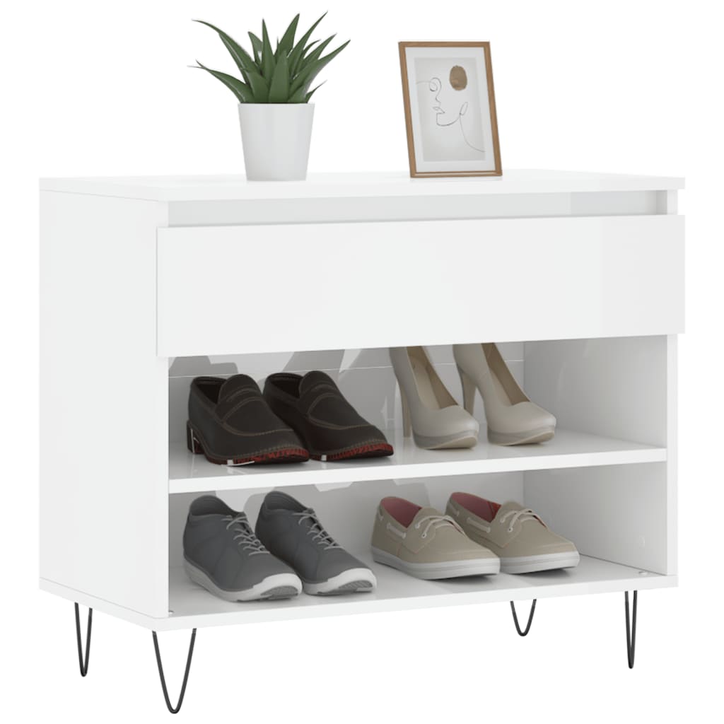 VidaXL Schoenenkast 70x36x60 cm bewerkt hout hoogglans wit