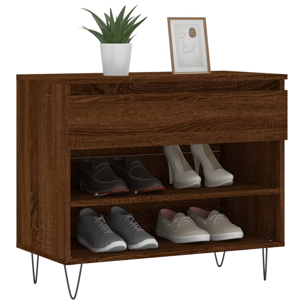 VidaXL Schoenenkast 70x36x60 cm bewerkt hout bruin eikenkleur