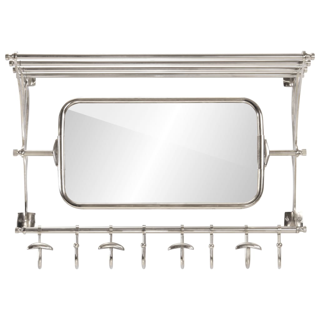 Vidaxl bagagerek met kleerhangers en spiegelwandmontage aluminium