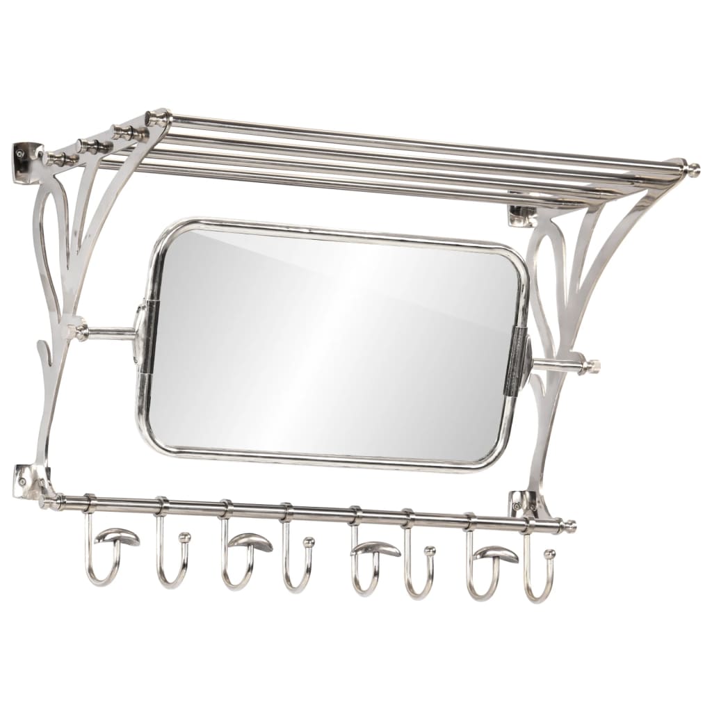 Vidaxl bagagerek met kleerhangers en spiegelwandmontage aluminium