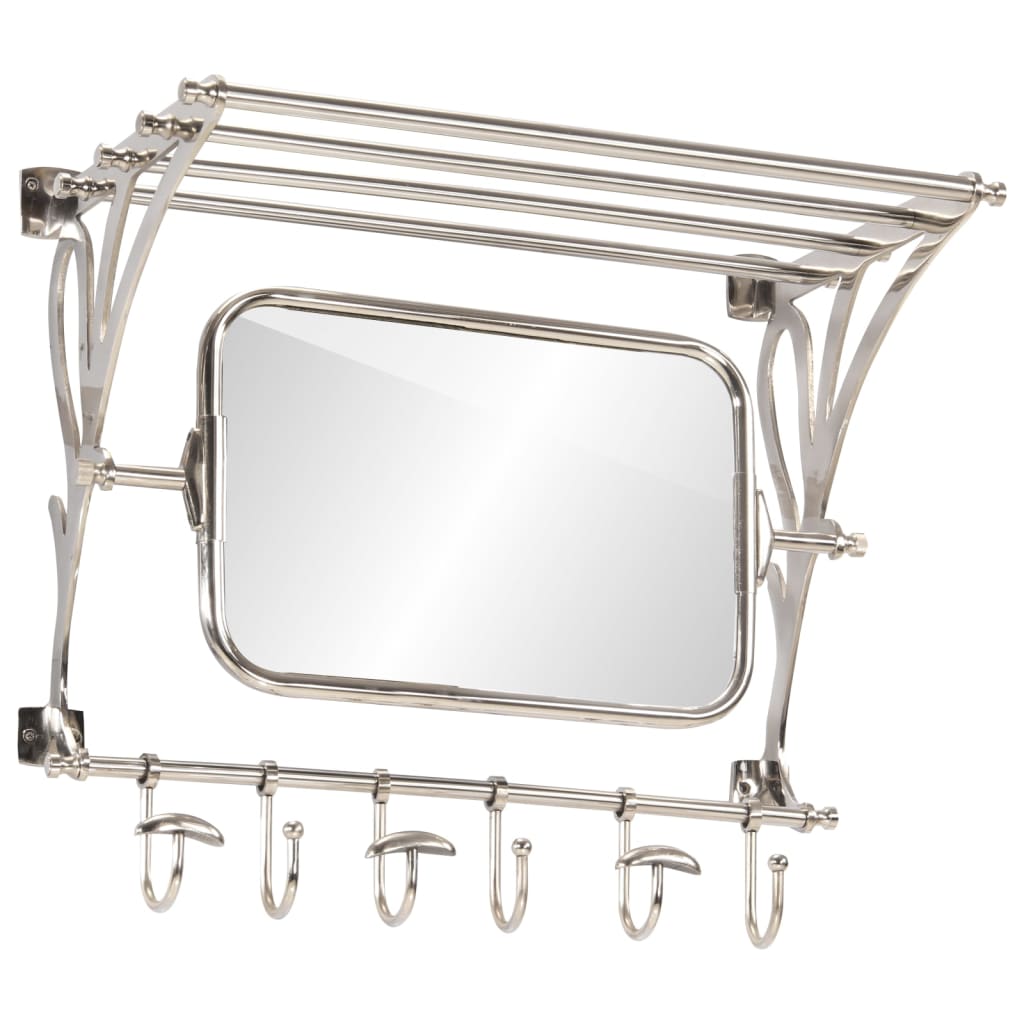 Vidaxl bagagerek met kleerhangers en spiegelwandmontage aluminium