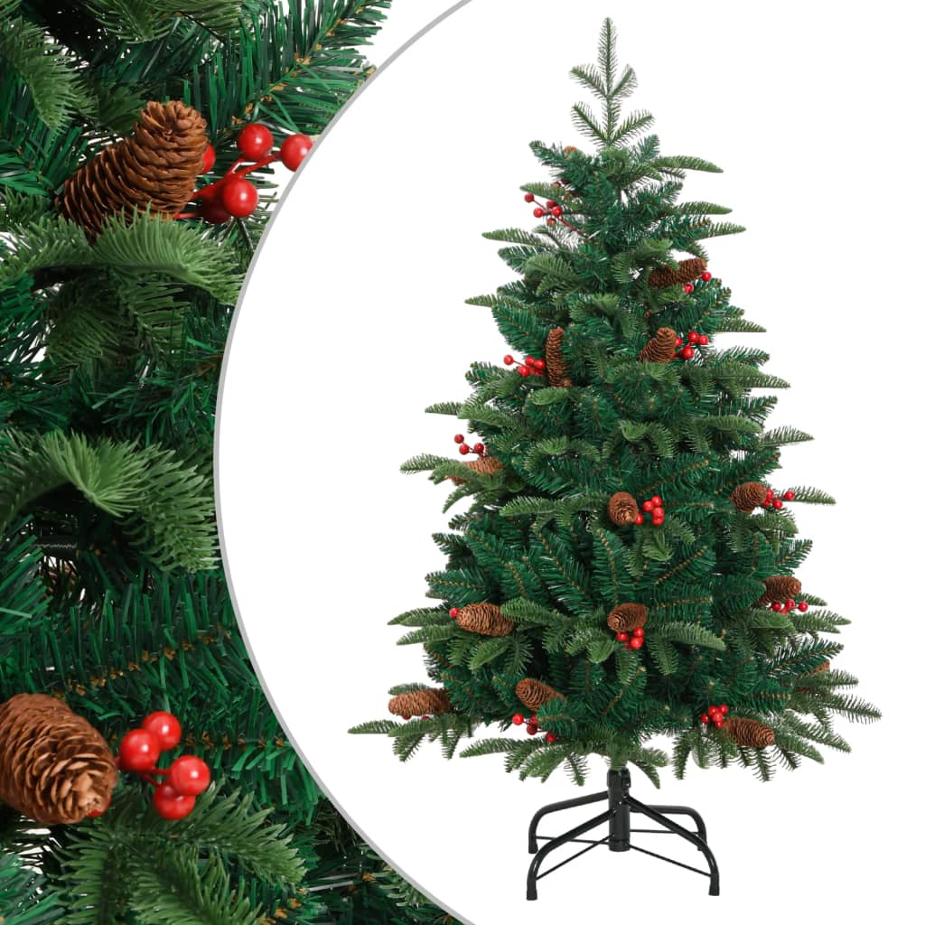 VidaXL Kunstkerstboom met scharnieren, dennenappels en bessen 150 cm