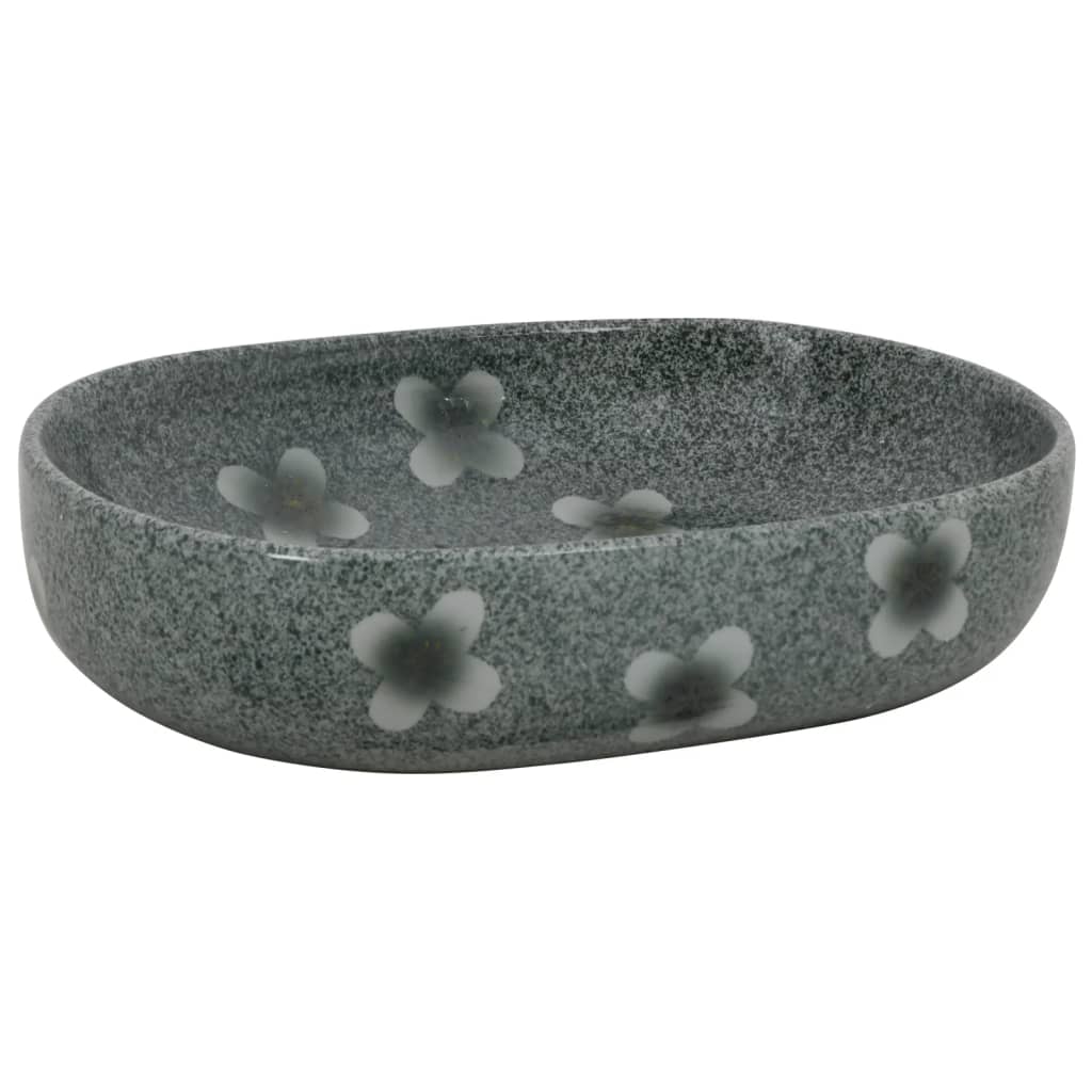 Vidaxl opzetwasbak blauw ovaal 59x40x14 cm keramiek