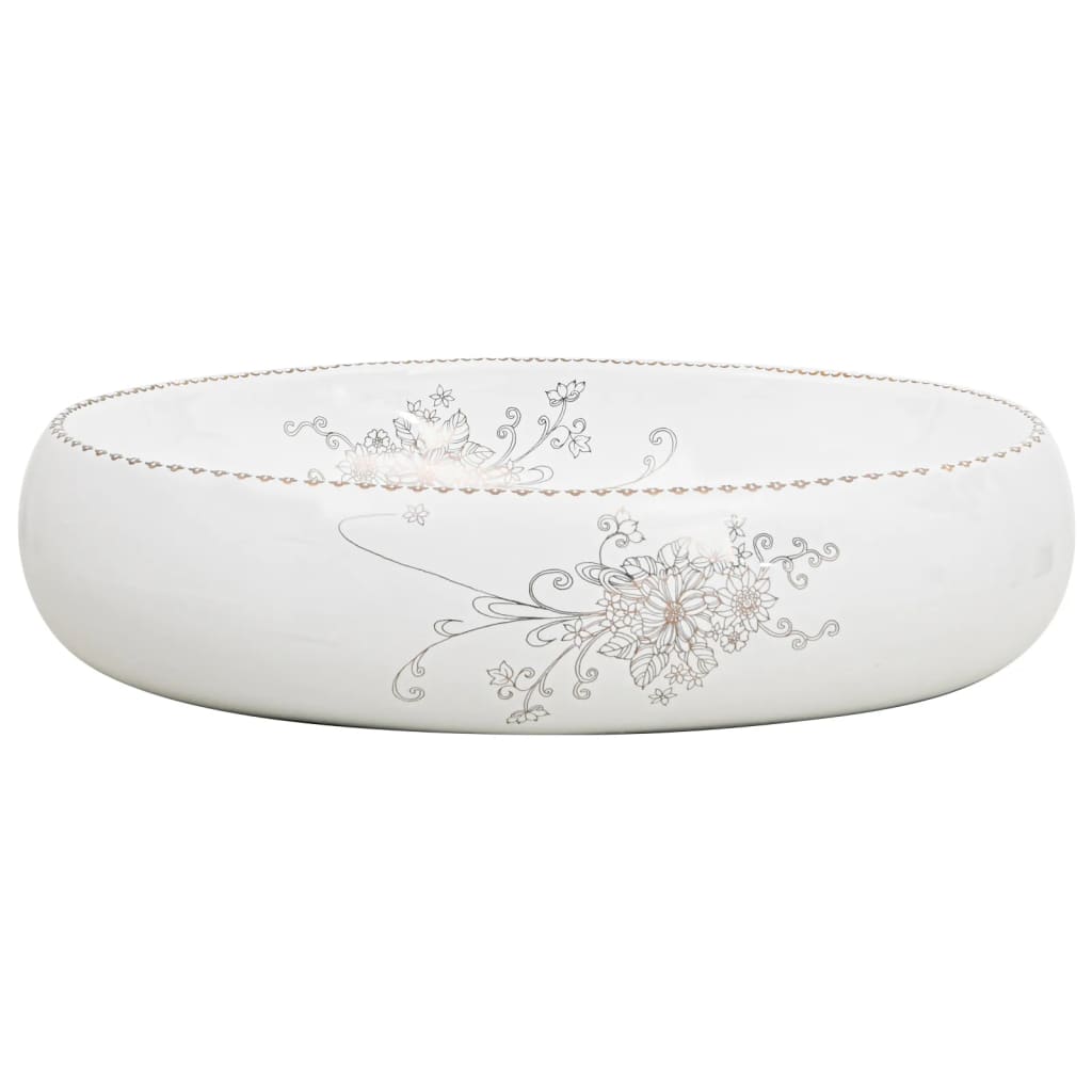 Vidaxl opzetwasbak ovaal 59x40x15 cm keramiek wit
