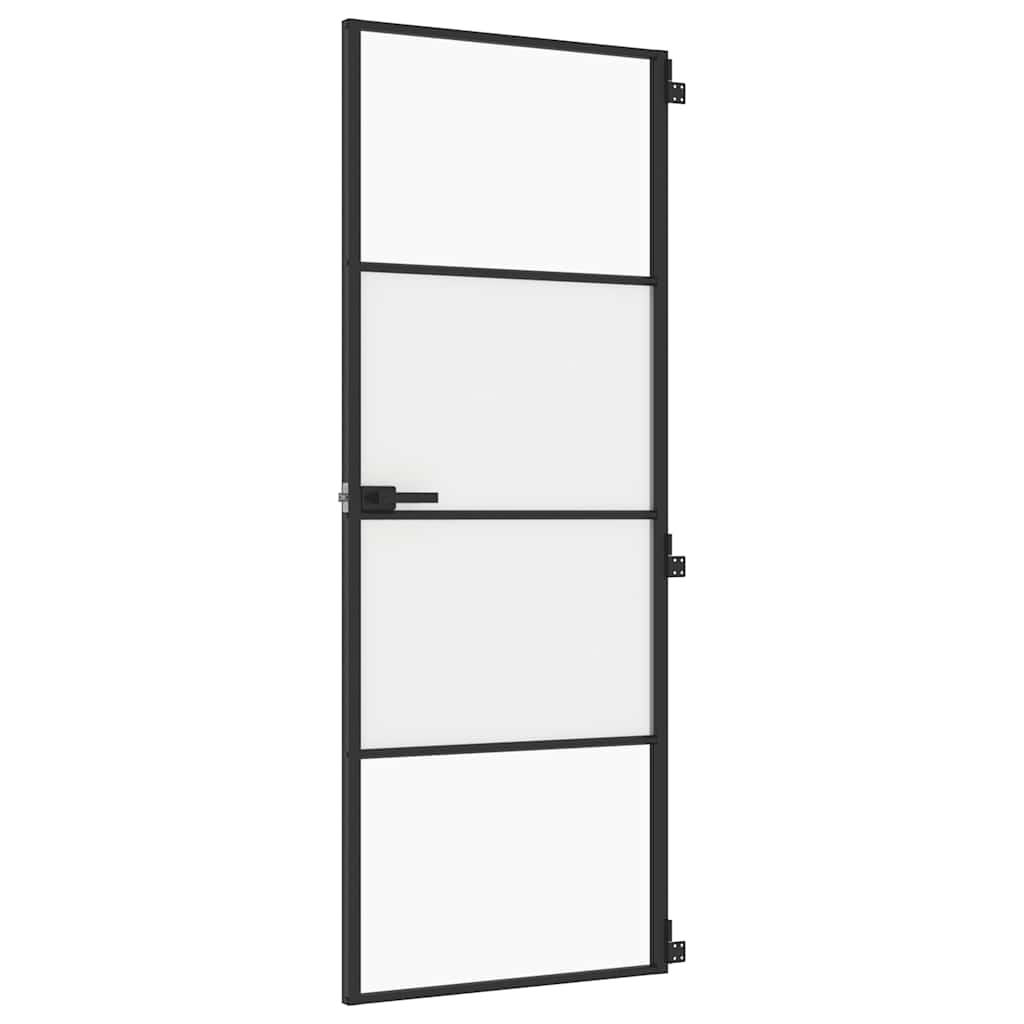 Vidaxl binnendeur klein 76x201,5 cm gehard glas en aluminium zwart