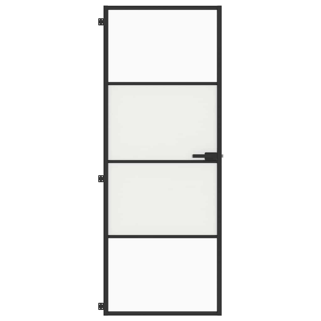 Vidaxl binnendeur klein 76x201,5 cm gehard glas en aluminium zwart