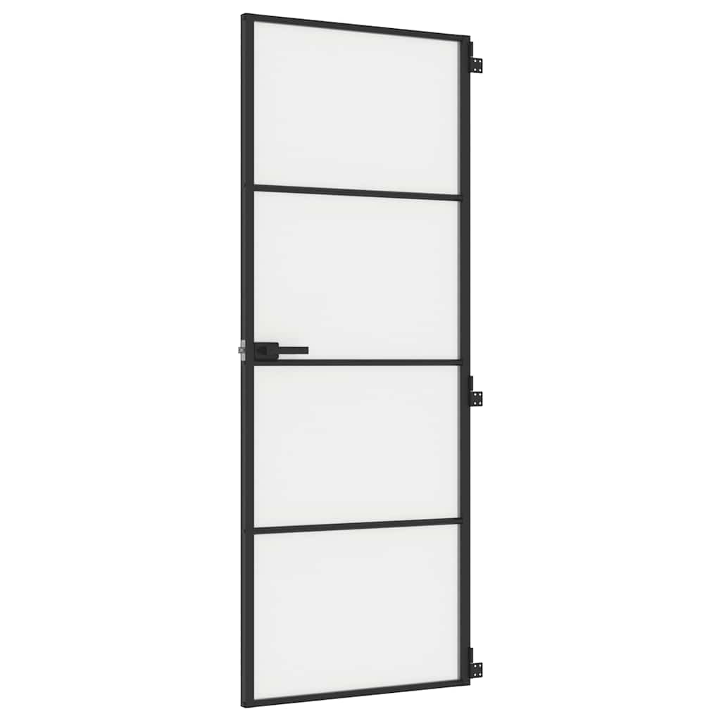 VidaXL Binnendeur klein 76x201,5 cm gehard glas en aluminium zwart