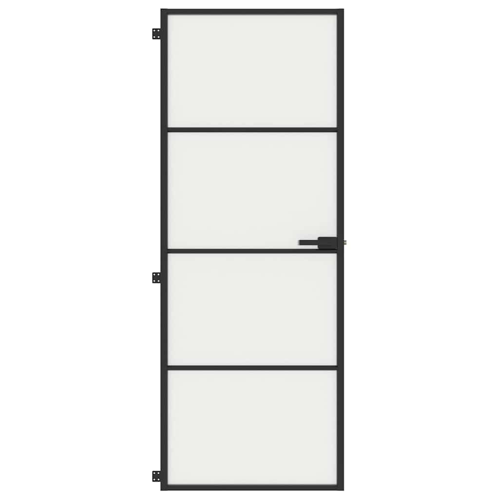 VidaXL Binnendeur klein 76x201,5 cm gehard glas en aluminium zwart