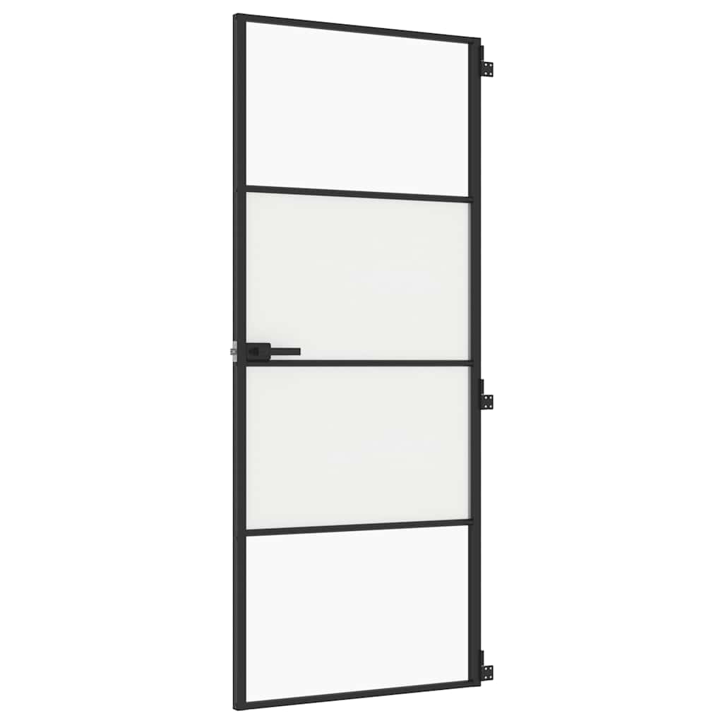 Vidaxl binnendeur klein 83x201,5 cm gehard glas en aluminium zwart