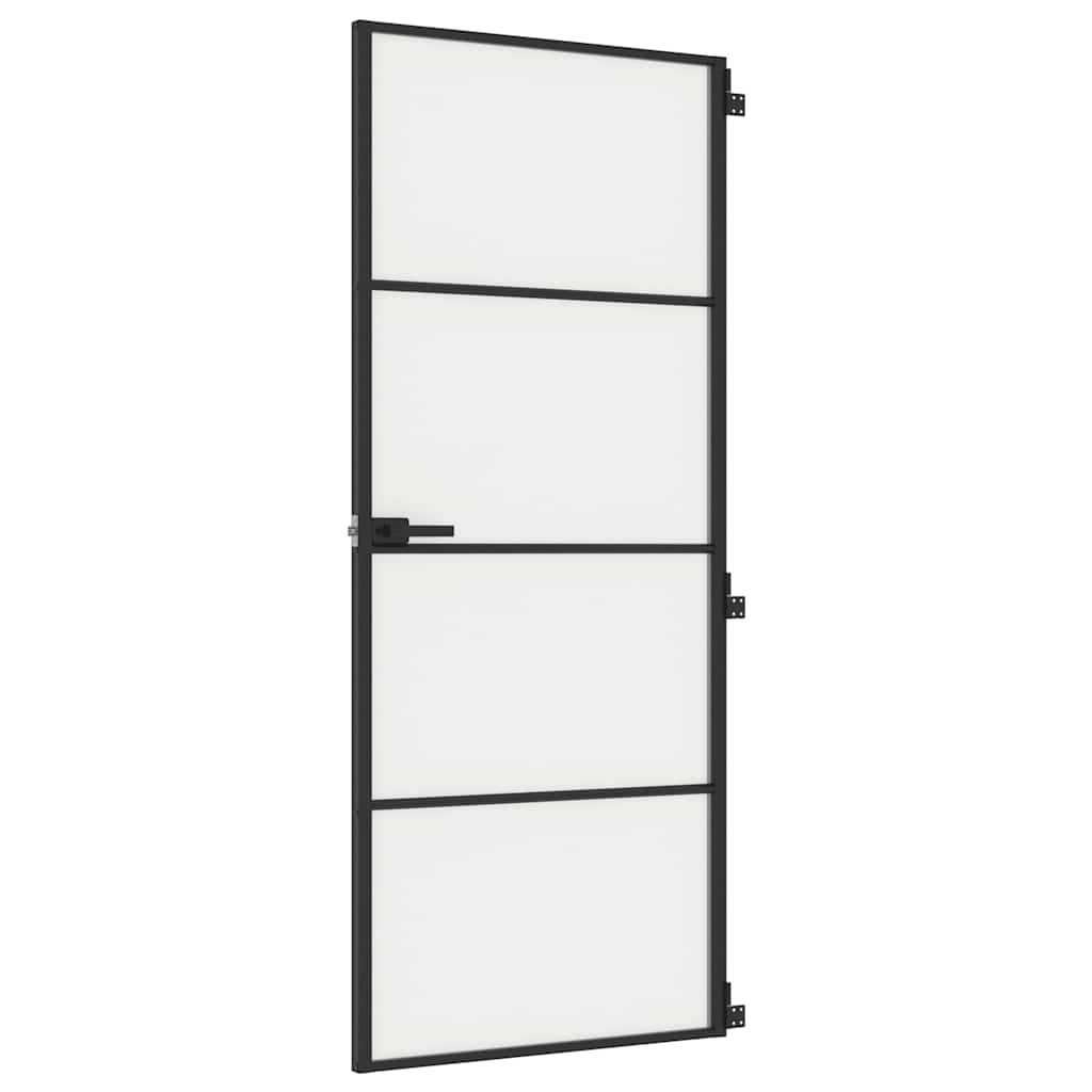 Vidaxl binnendeur klein 83x201,5 cm gehard glas en aluminium zwart