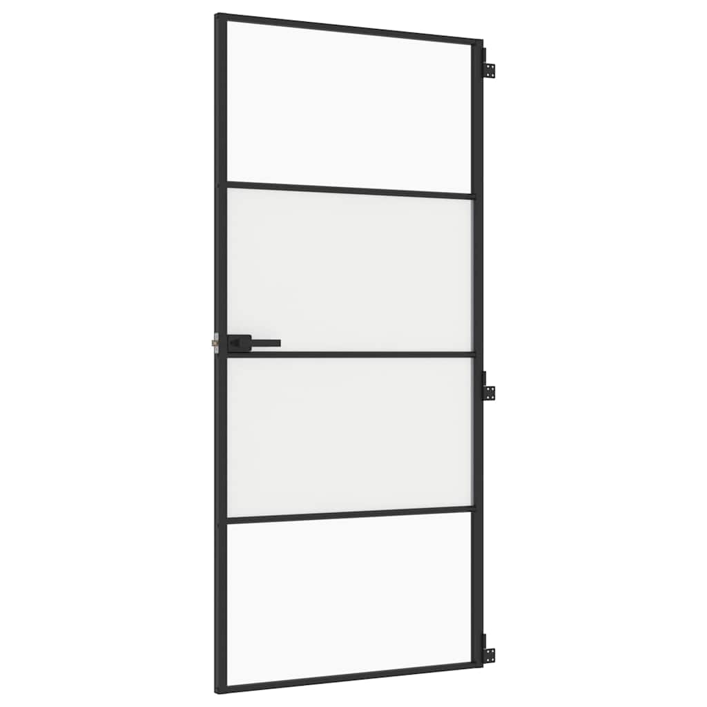 Vidaxl binnendeur smal 93x201,5 cm gehard glas en aluminium zwart
