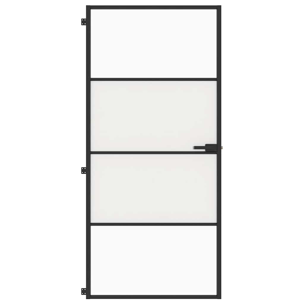 Vidaxl binnendeur smal 93x201,5 cm gehard glas en aluminium zwart