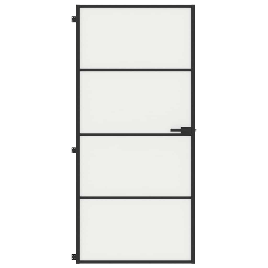 Vidaxl binnendeur klein 93x201,5 cm gehard glas en aluminium zwart