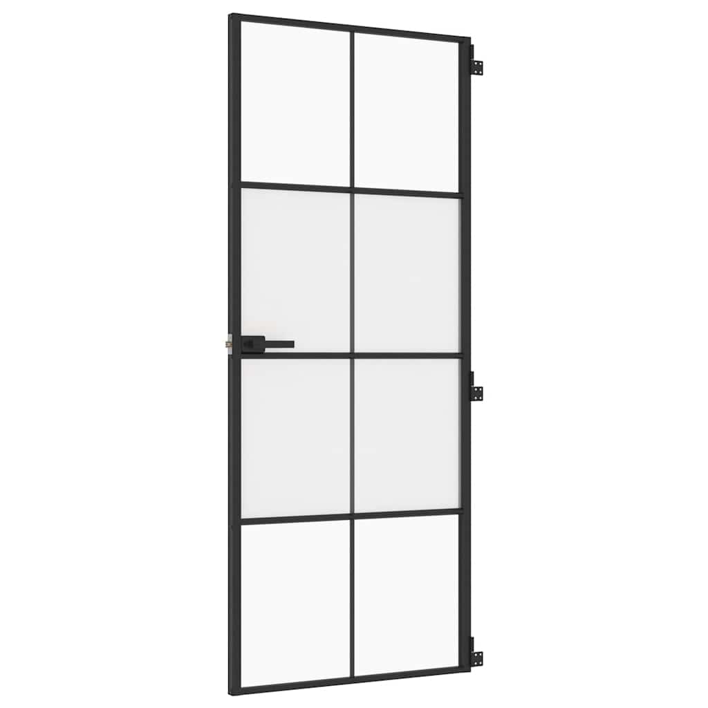 Vidaxl binnendeur klein 83x201,5 cm gehard glas en aluminium zwart