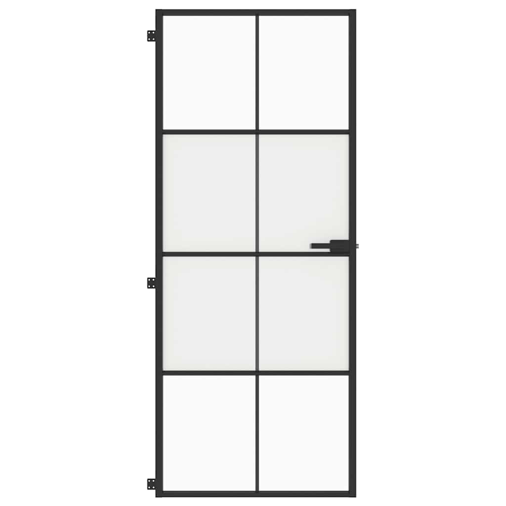 Vidaxl binnendeur klein 83x201,5 cm gehard glas en aluminium zwart