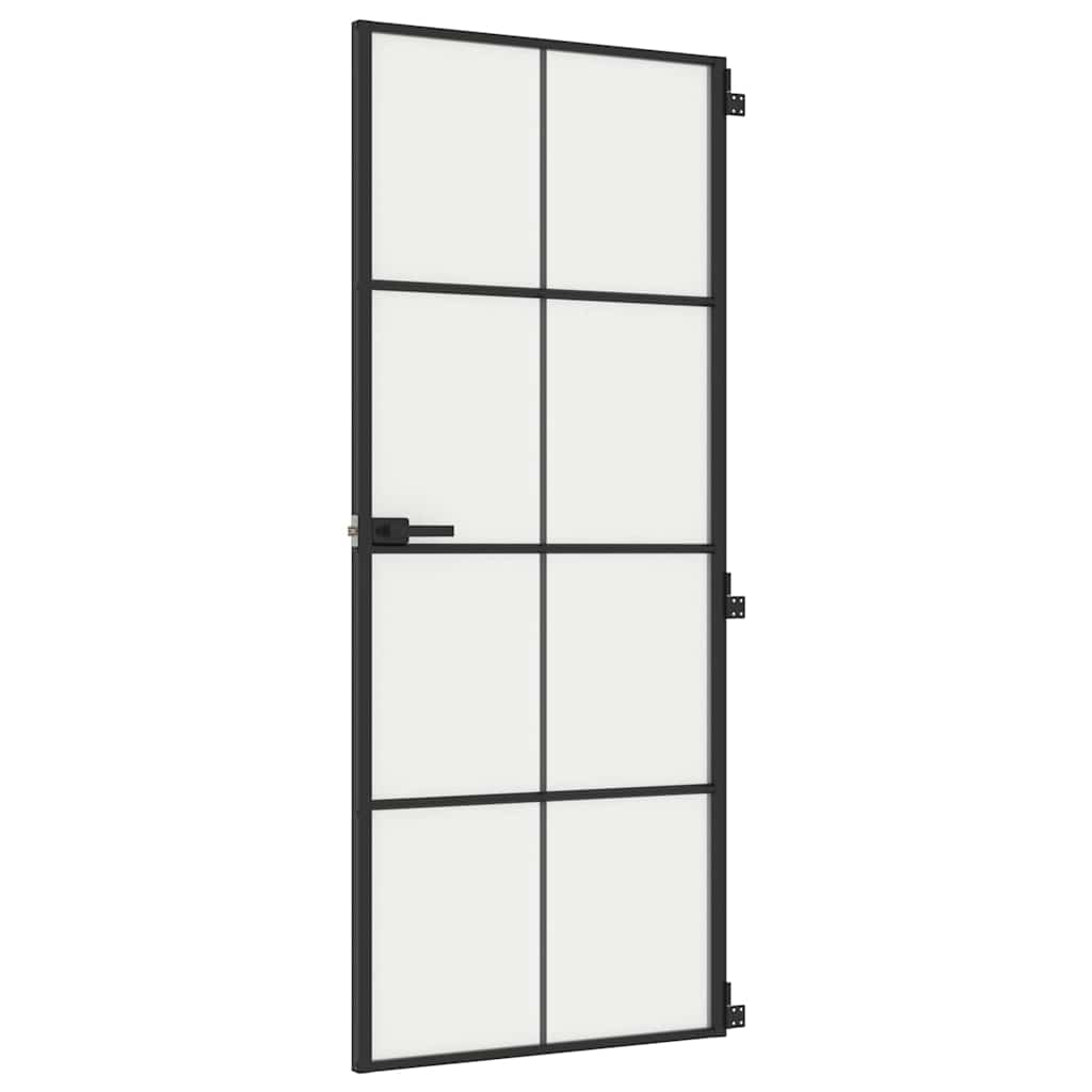 Vidaxl binnendeur klein 83x201,5 cm gehard glas en aluminium zwart