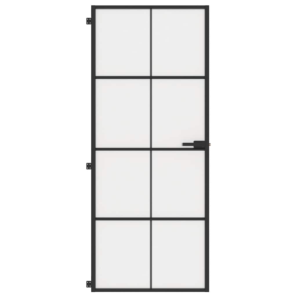 Vidaxl binnendeur klein 83x201,5 cm gehard glas en aluminium zwart