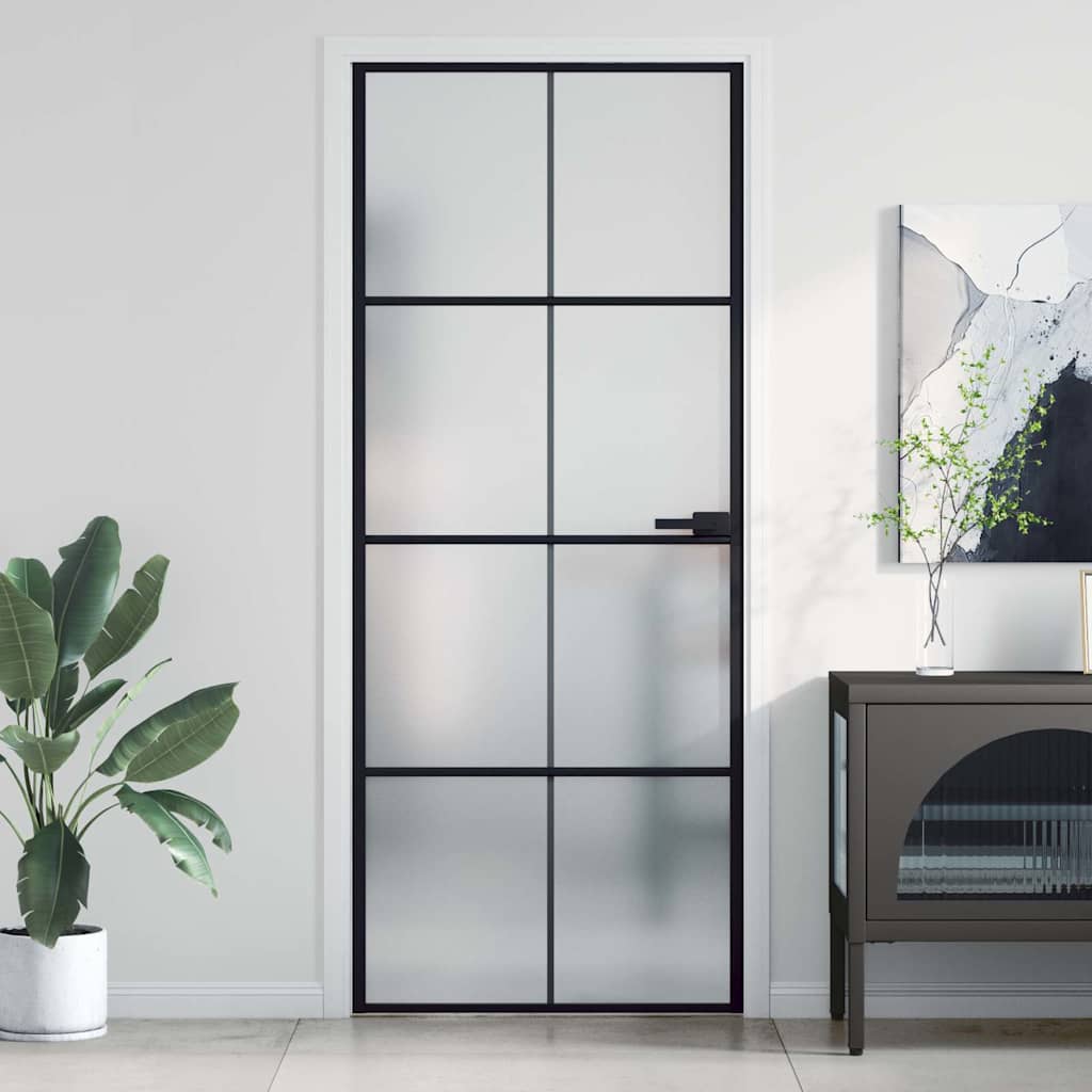 Vidaxl binnendeur klein 83x201,5 cm gehard glas en aluminium zwart