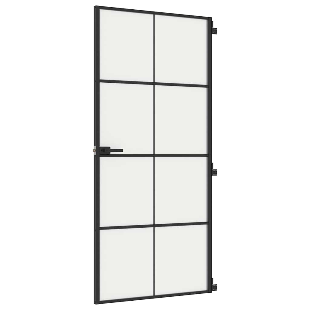 Vidaxl binnendeur klein 93x201,5 cm gehard glas en aluminium zwart
