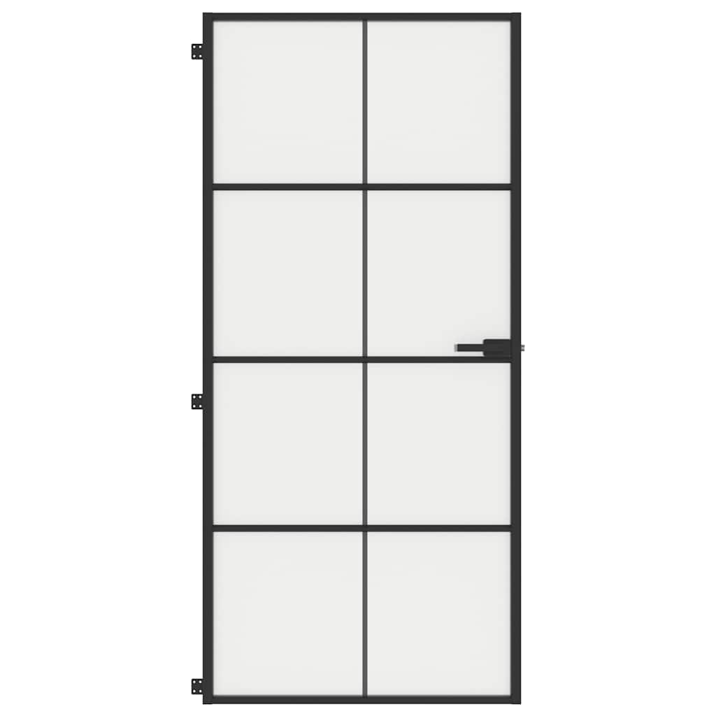 Vidaxl binnendeur klein 93x201,5 cm gehard glas en aluminium zwart
