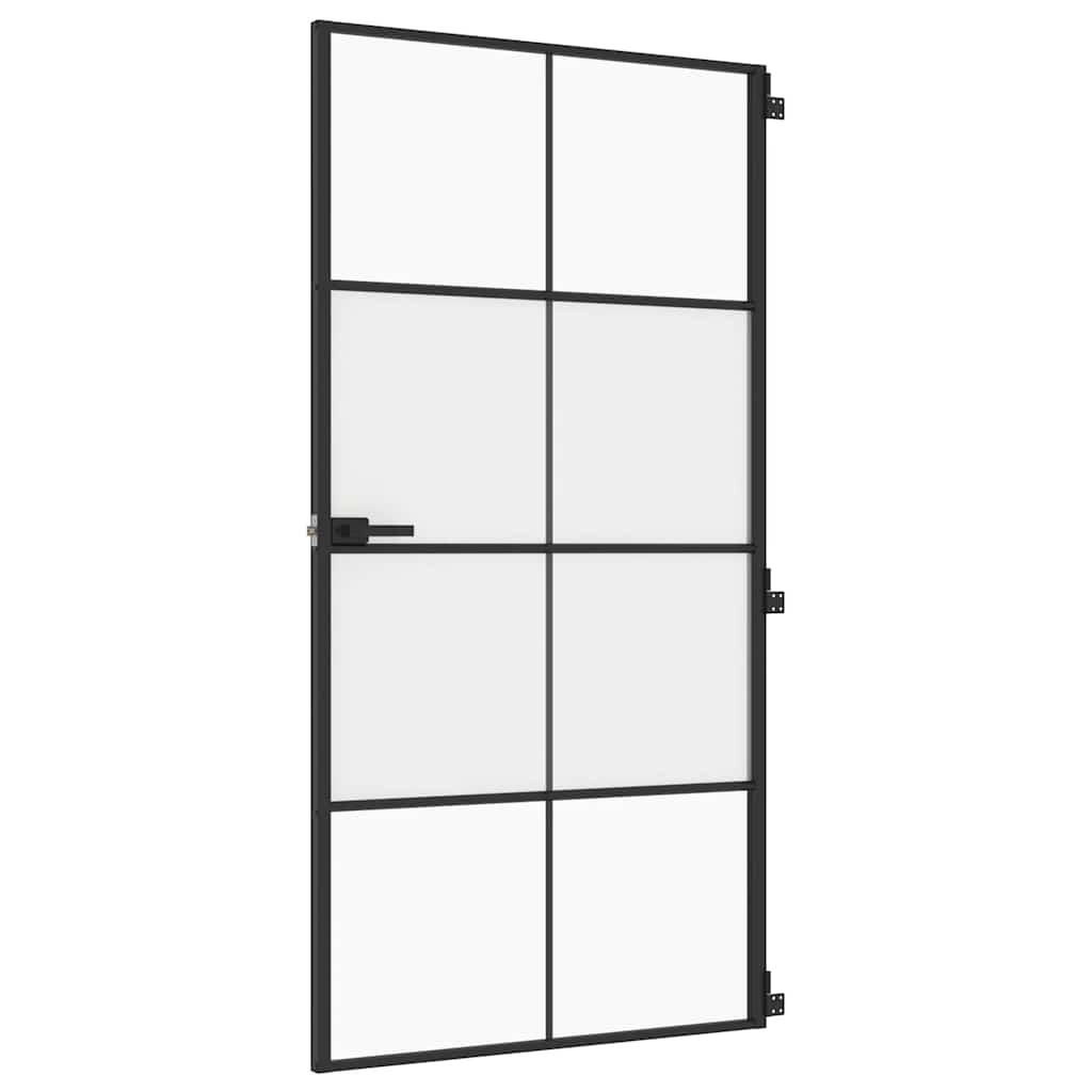 Vidaxl binnendeur klein 102,5x201,5 cm gehard glas en aluminium zwart