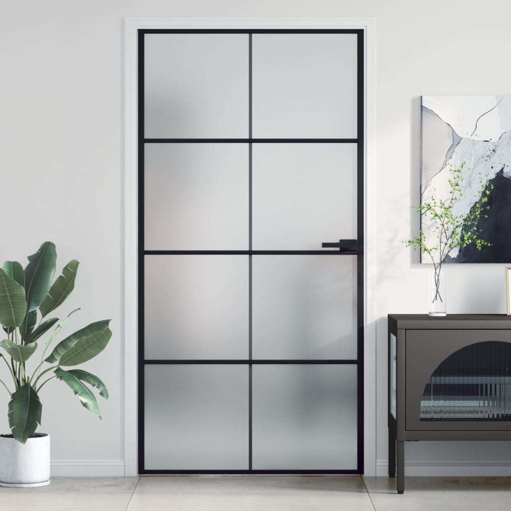 VidaXL Binnendeur klein 102,5x201,5 cm gehard glas en aluminium zwart