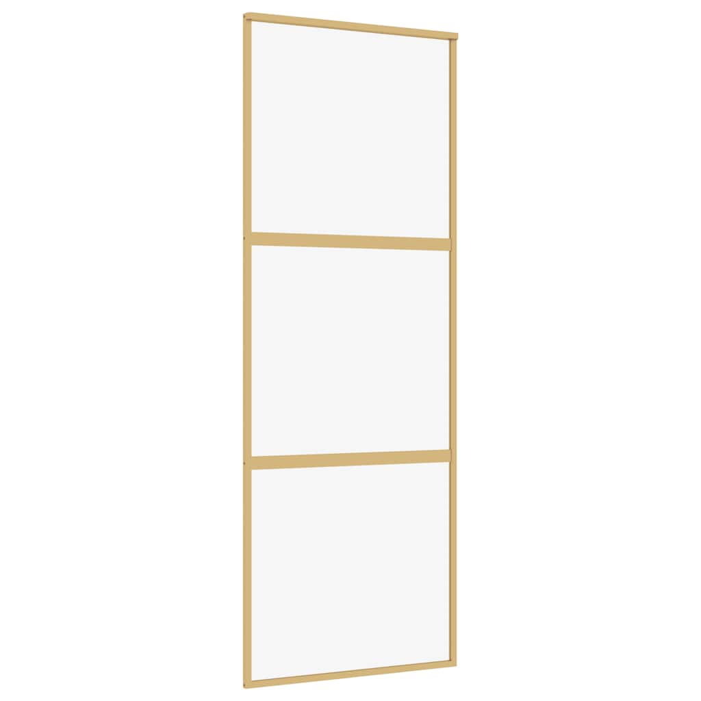 Vidaxl schuifdeur 76x205 cm helder esg-glas en aluminium goudkleurig