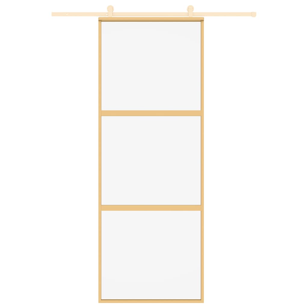 Vidaxl schuifdeur 76x205 cm helder esg-glas en aluminium goudkleurig