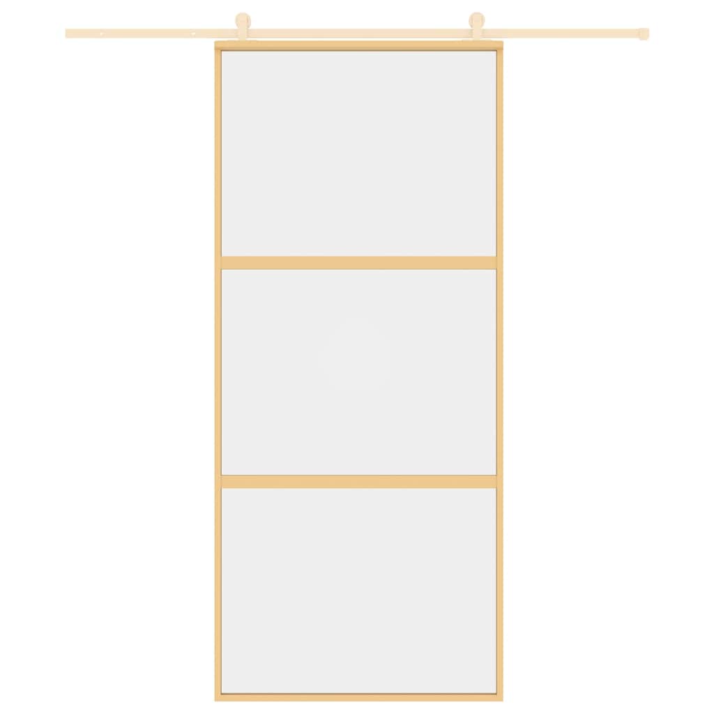 Vidaxl schuifdeur 90x205 cm helder esg-glas en aluminium goudkleurig