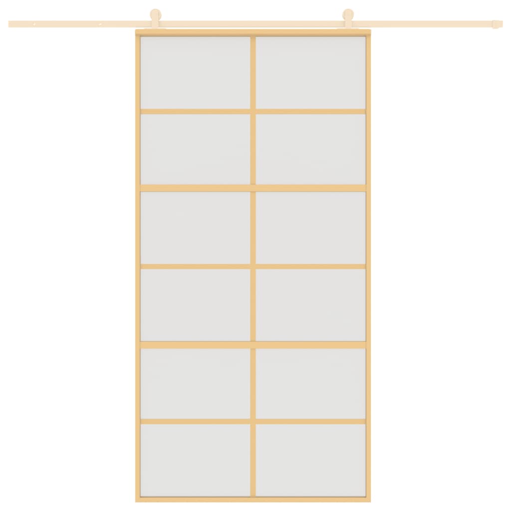 VidaXL Schuifdeur 102,5x205 cm mat ESG-glas en aluminium goudkleurig