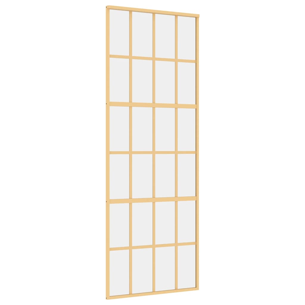 Vidaxl schuifdeur 76x205 cm helder esg-glas en aluminium goudkleurig