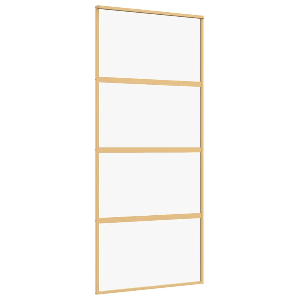 Vidaxl schuifdeur 90x205 cm helder esg-glas en aluminium goudkleurig