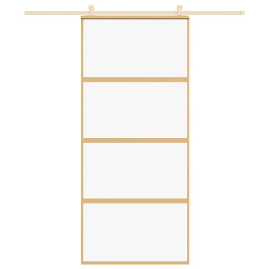 Vidaxl schuifdeur 90x205 cm helder esg-glas en aluminium goudkleurig