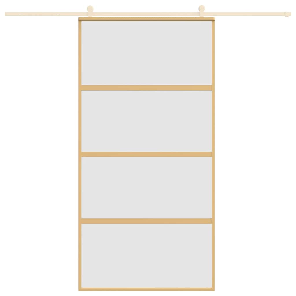 Vidaxl schuifdeur 102,5x205 cm mat esg-glas en aluminium goudkleurig