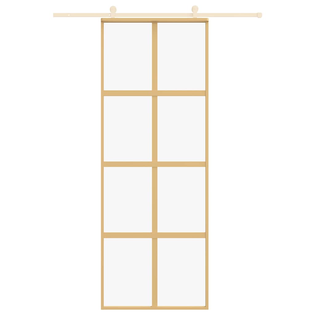 Vidaxl schuifdeur 76x205 cm helder esg-glas en aluminium goudkleurig