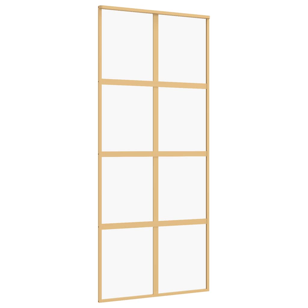 Vidaxl schuifdeur 90x205 cm helder esg-glas en aluminium goudkleurig